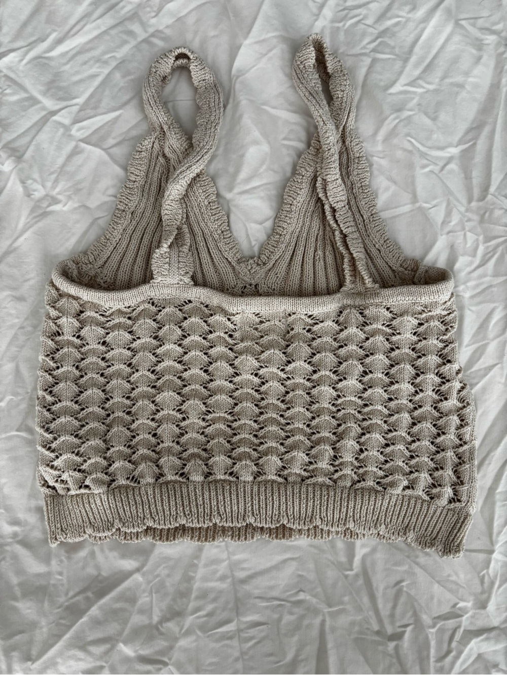 H&M Beige Crochet Knit Crop Tank Top - Picture 2 of 3